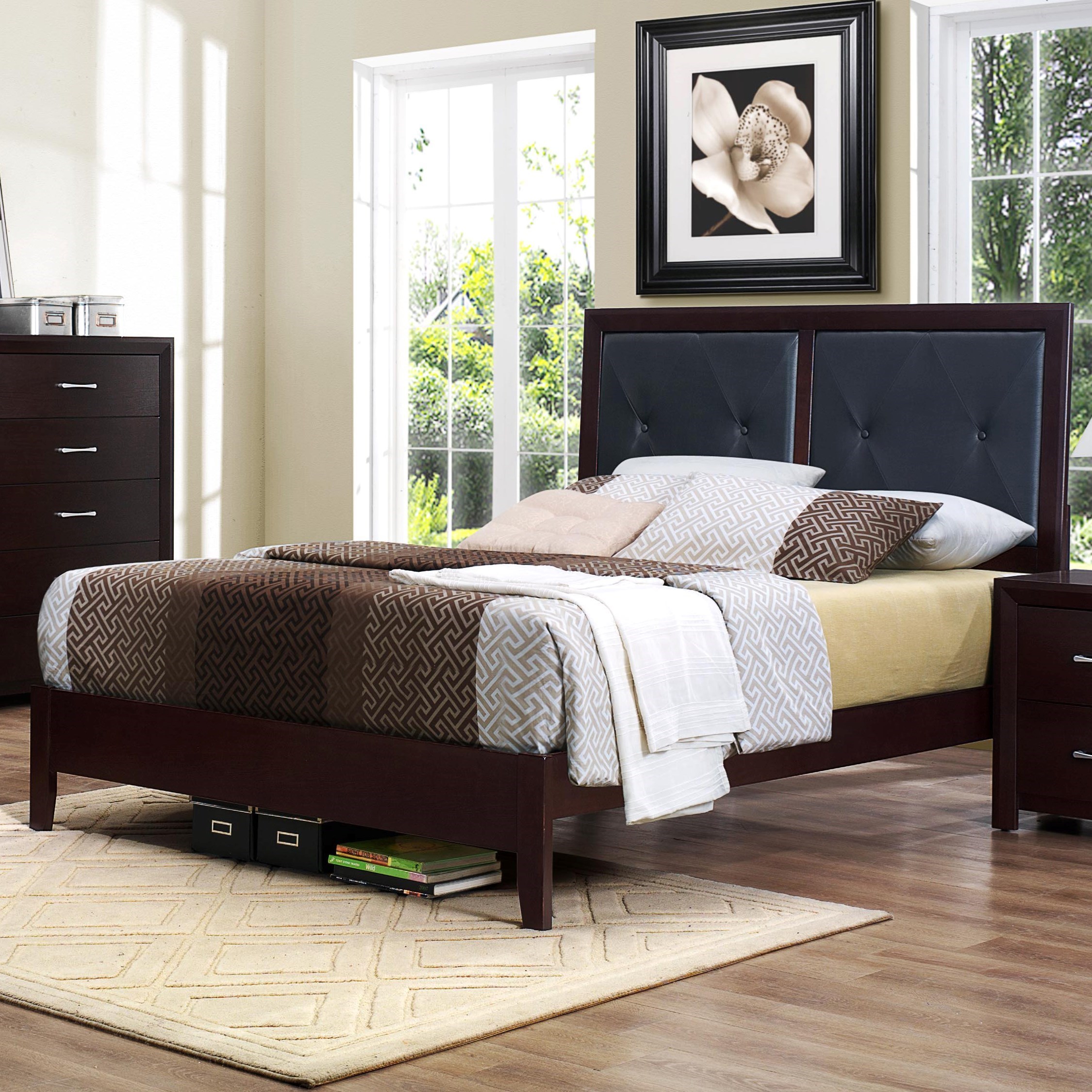 Homelegance Edina Contemporary King Panel Bed with Button Tufted